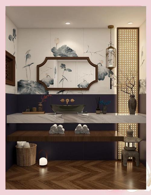 国风荷叶卫生间装饰 打造诗意卫生间隔断